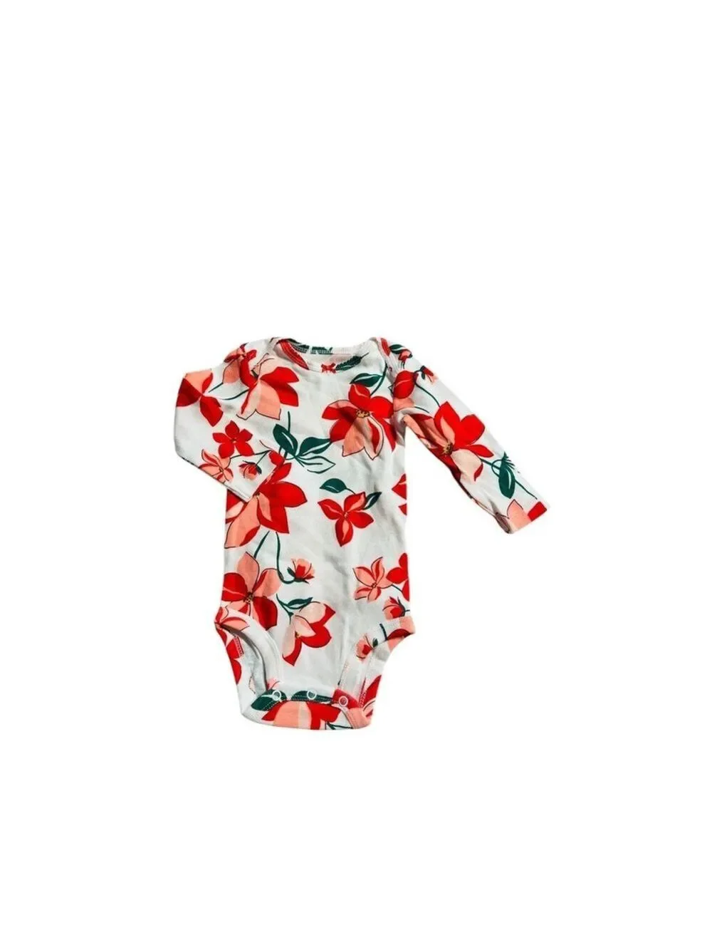 Carter's Set of Two Floral One Piece Long Sleeve Green & White Girls Size 6M